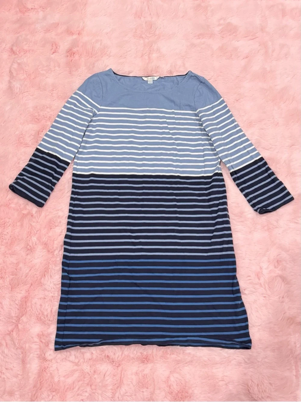 Boden Blue Stripe Three-Quarter Long Sleeve Dress - Picture 2 of 5